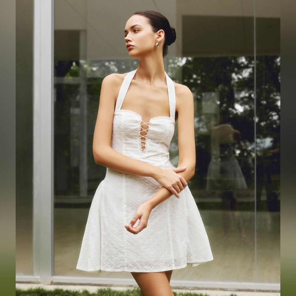 Commense White Halter Mini Dress - Picture 3 of 16